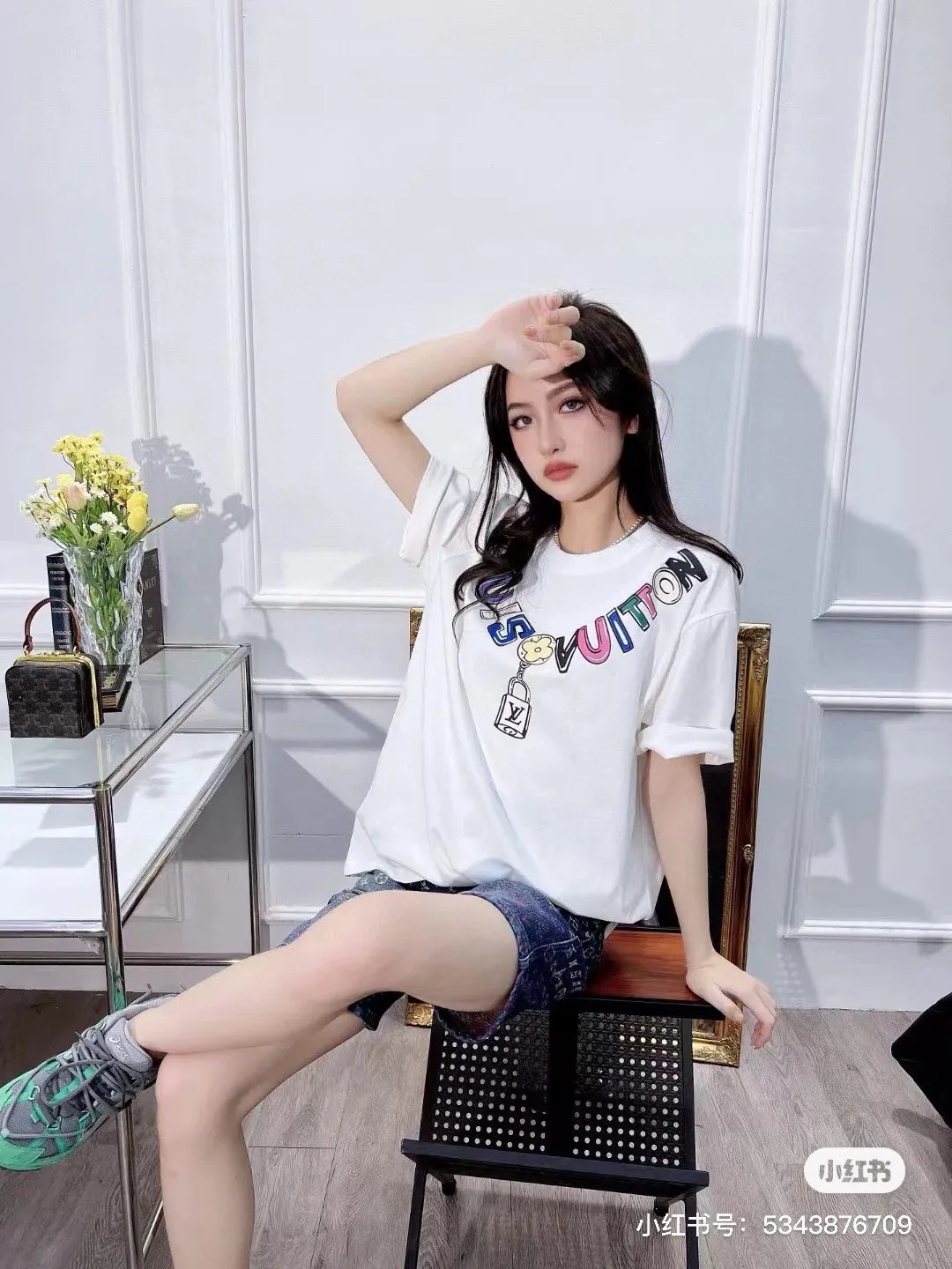 Louis Vuitton/Louis Vuitton 24ss color necklace pendant short sleeves